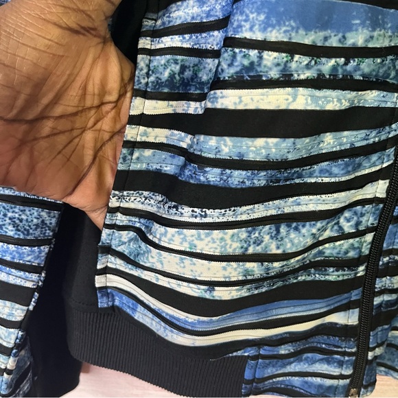 Erin London Blue White Black‎ Stripe Full Zipper Light Weight Jacket Size 2 - Picture 5 of 8